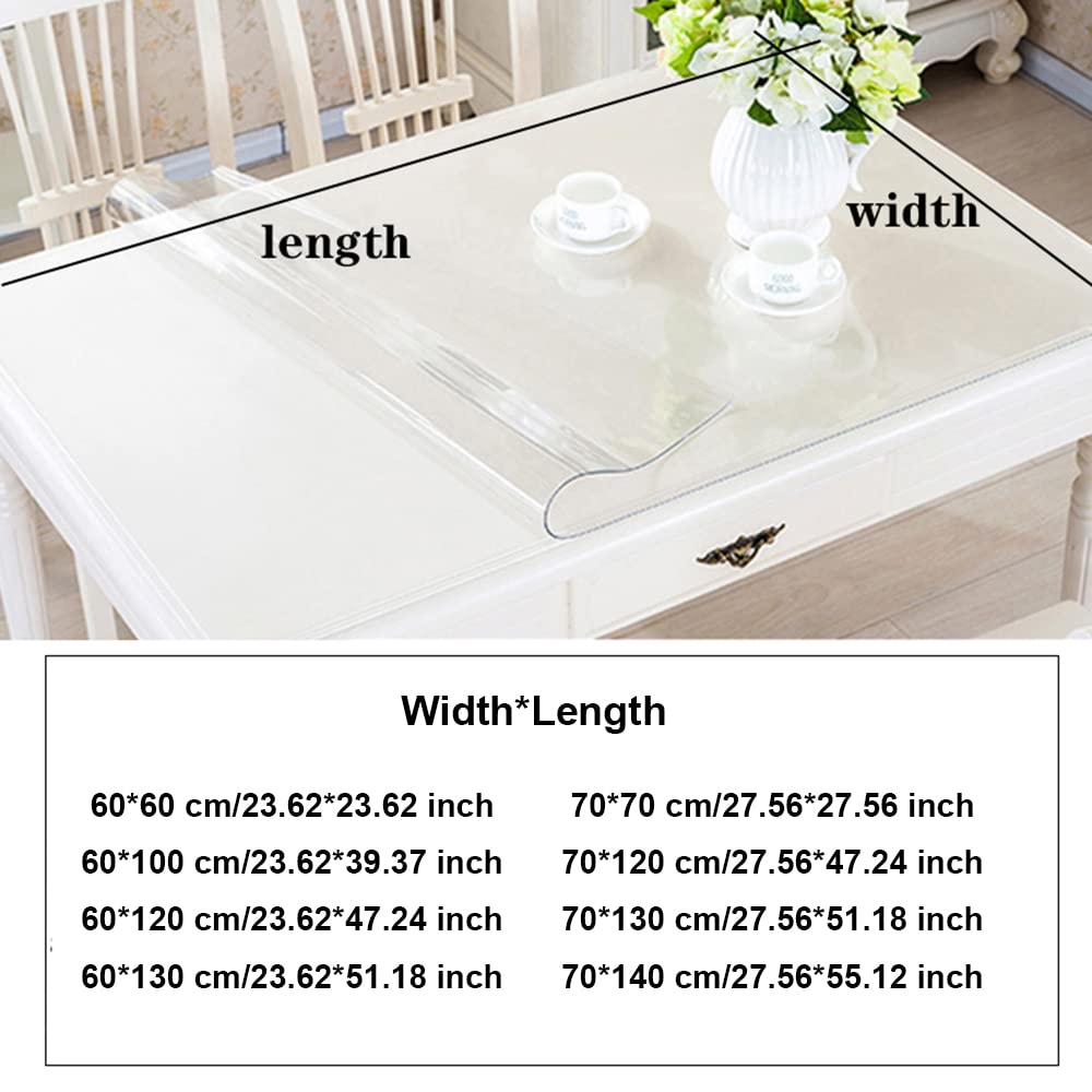 SEIWEI Clear Plastic Tablecloth Protector, 1mm Thickness Waterproof Oil-Proof Wipable Table Protector Pad Table Covers for Dining Table, Parties & Camping, 60mm*60mm