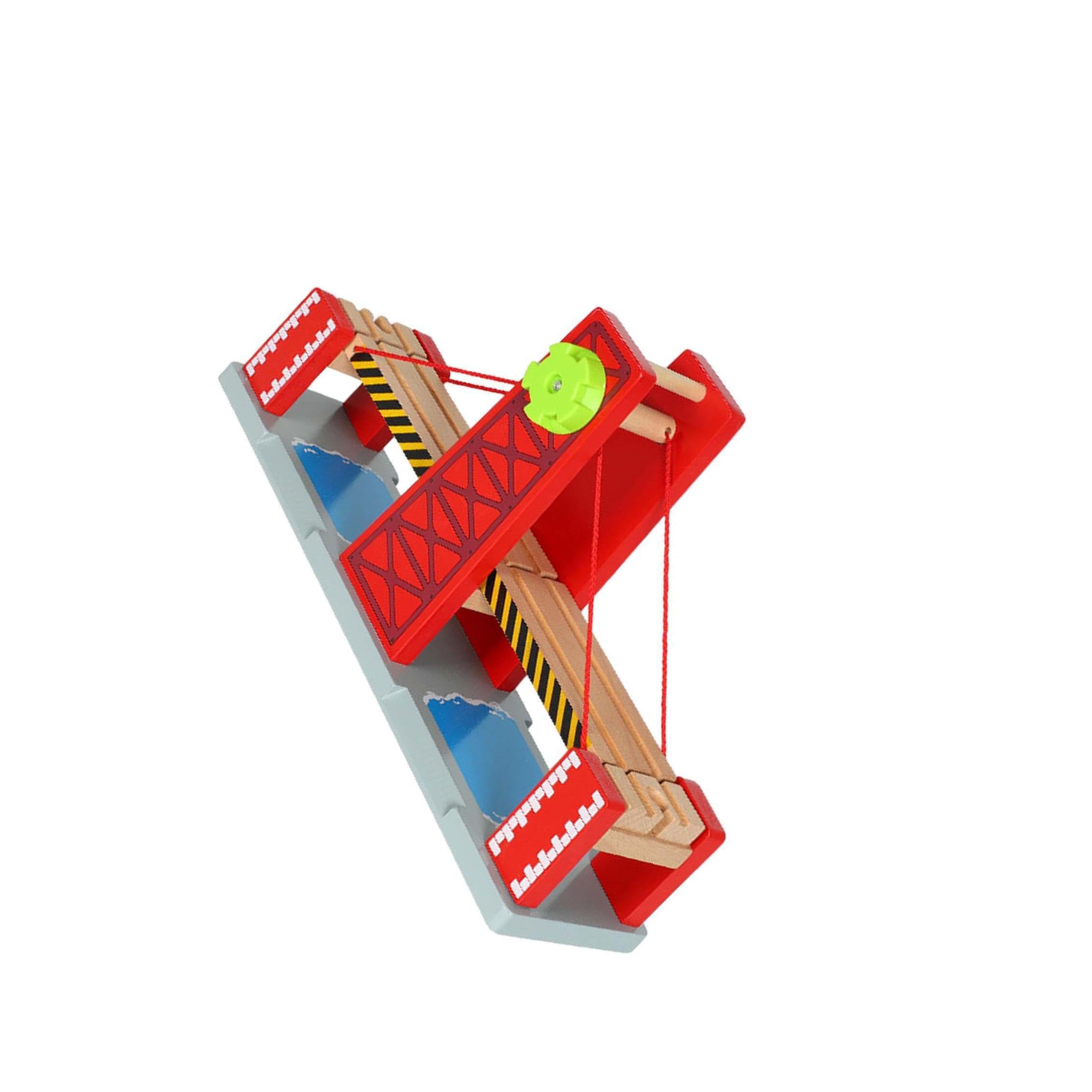 Set di trenini giocattolo per bambini con entusiasmanti | binari ferroviari con ponte di sollevamento per innescare un coinvolgente momento di gioco. Set di accessori in legno per