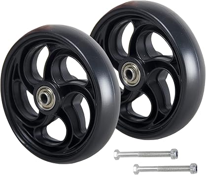 SAGIDAR 5/6/8 Inch Wheelchair Front Wheel, Replacement Wheels Black, 2 Pcs Front Caster Solid Tyre, Screw Fixing, Firm Tread for Easier Rolling Color Black, Size 13cm/5inch