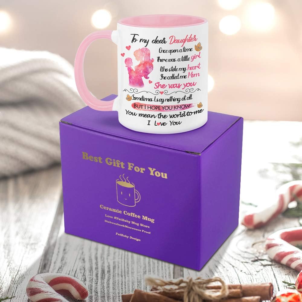 Fatbaby To My Dear Daughter Coffee Mug, Valentine's Day & Birthday Gift, Best Daughter Gift From Mom, You Mean the World to Me Cute Cup 11OZ - Image 6