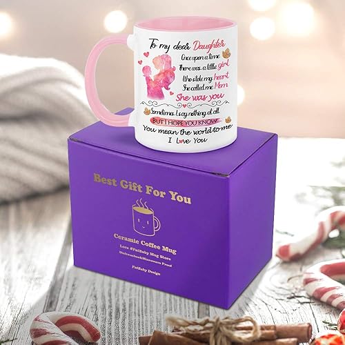 Miniatura 6 de Fatbaby Taza de café con texto en inglés "To My Dear Daughter", regalo para el día de San Valentín y cumpleaños, regalo para la mejor hija de mamá,
