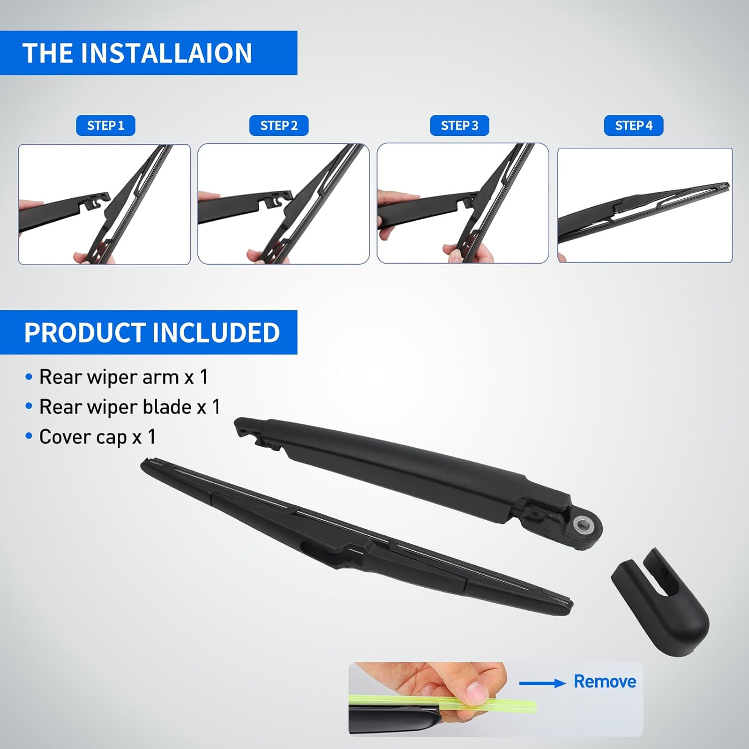 Rear Windshield Wipers for Hyundai Santa Fe 2019 2020 2021 Replacement Wiper Blades Arm Blade Set, Premium All-Season Original Equipment Replacement for My Car