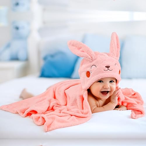Miniatura 10 de FUBANRAY Toallas de baño para niños pequeños con capucha, paquete de 2 toallas absorbentes con capucha para niños pequeños, toallas suaves y gruesas