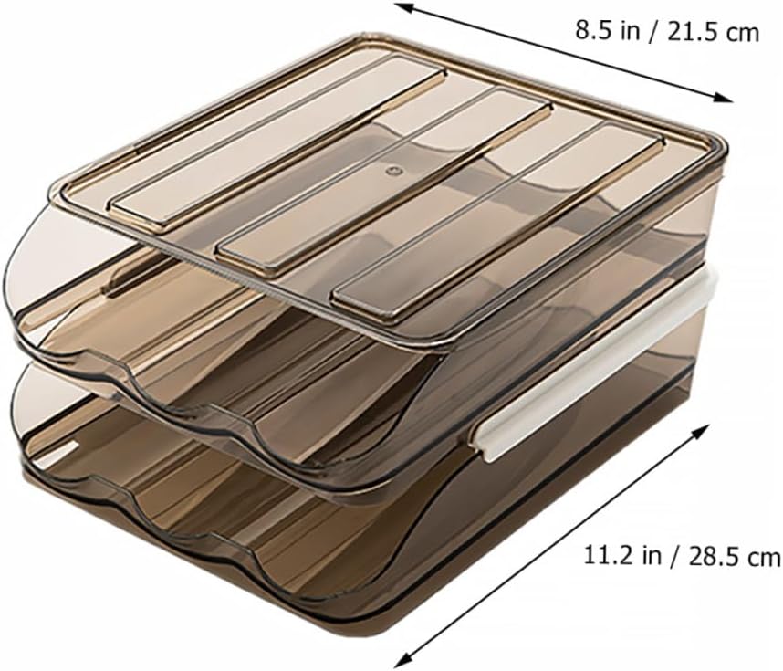 COLLBATH 2-layer Refrigerator Egg Holder Plastic Storage Case with Auto Scrolling Design Slide-out Egg Tray Organizer Container for Kitchen Storage