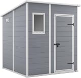 Keter Manor Pent Garden Storage Shed 6 x 6 feet - Grey, 200.6 cm*183.5 cm*183.0 cm - 1