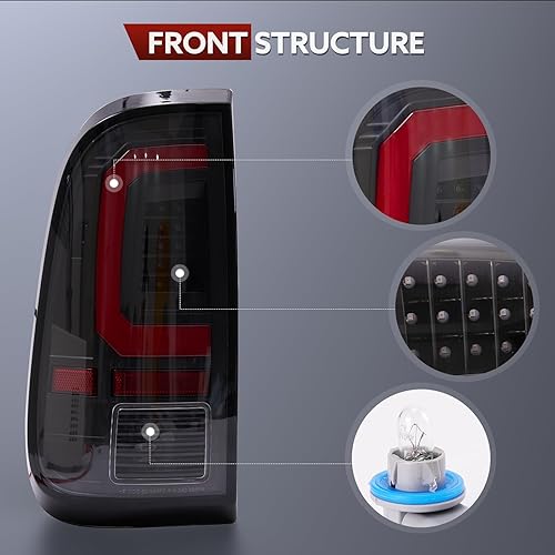 Miniatura 6 de Luces traseras LED compatibles con Ford F250 F350 F450 Super Duty 2008-2016, lente transparente, tubo rojo tipo C, lámparas de freno traseras OE