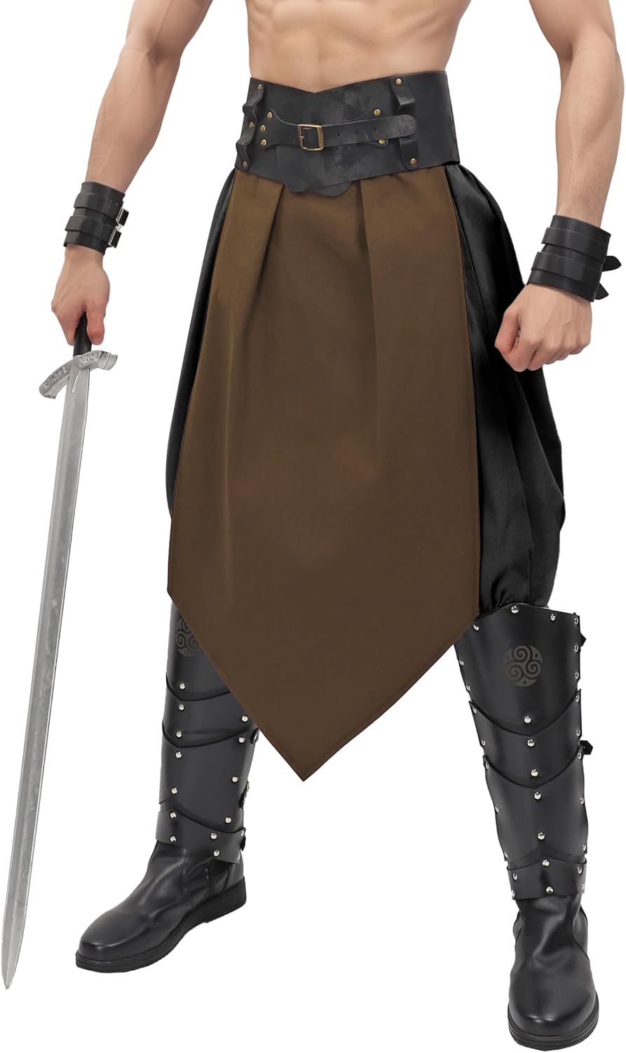 FURPHI Medieval Linen Loincloth for Men Renaissance Warrior Knight Cosplay Costume Accessories - Image 2