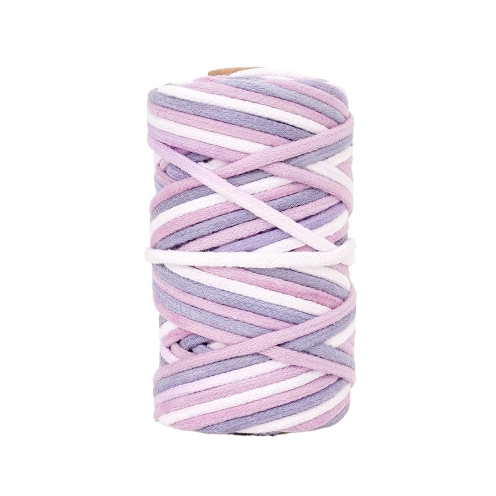 Cotton Macrame Cord 3.0mm Soft Multicolor Cotton Rope 30M per Roll Core-Spun Piece-Dyed DIY Macrame Cord for Bracelets Handcraft Braiding(Color4)