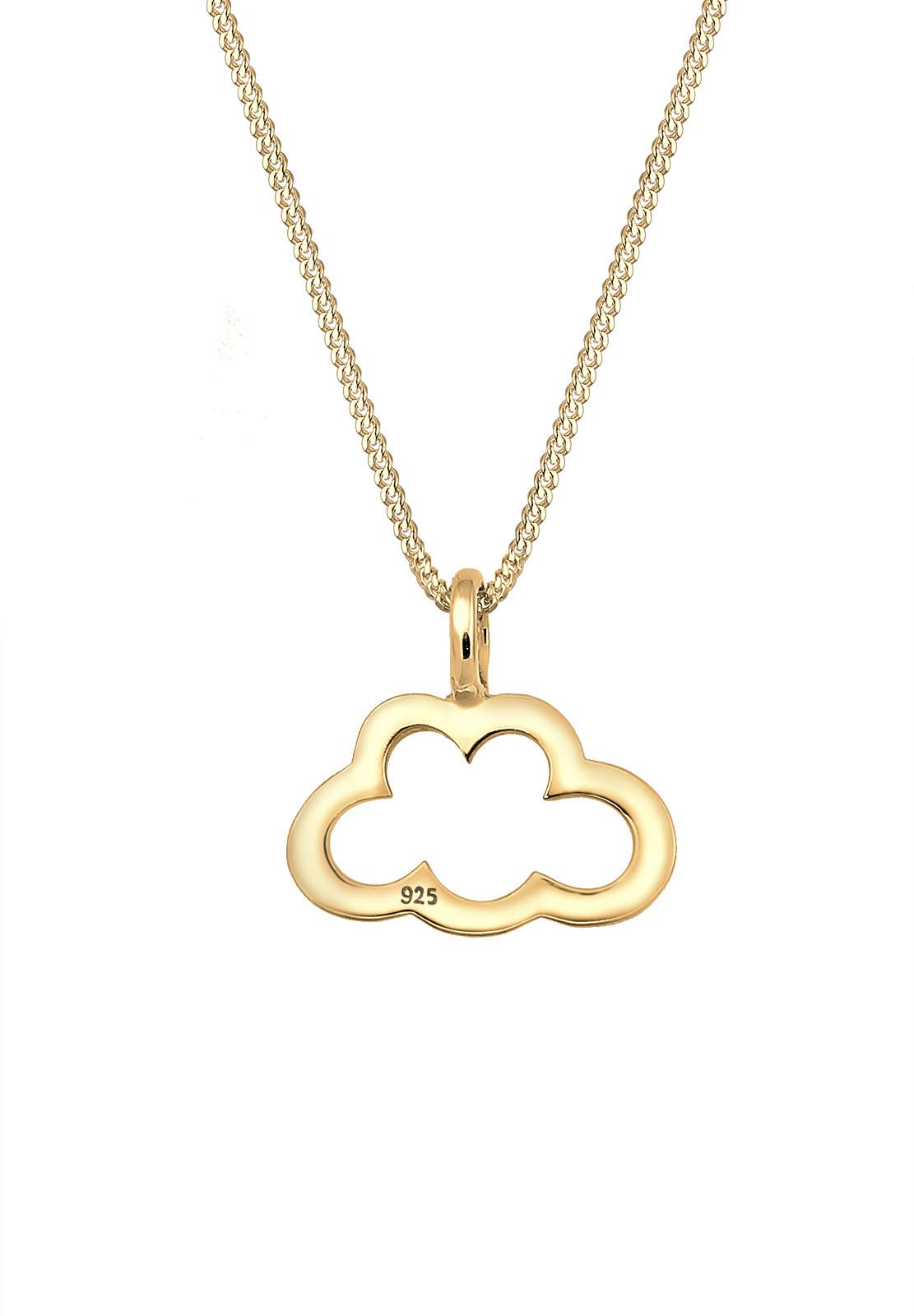 Elli Collana da donna in argento 925, con motivo nuvoloso, placcata oro, lunghezza 45 cm