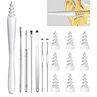Ear Wax Removal, Ear Wax Removal Tool Reusable and Washable Replacement Soft Silicone Tips for Cleaner Earwax, Ear Wax Removal Kit Contains 7 Types of Ear Cleaner Tools