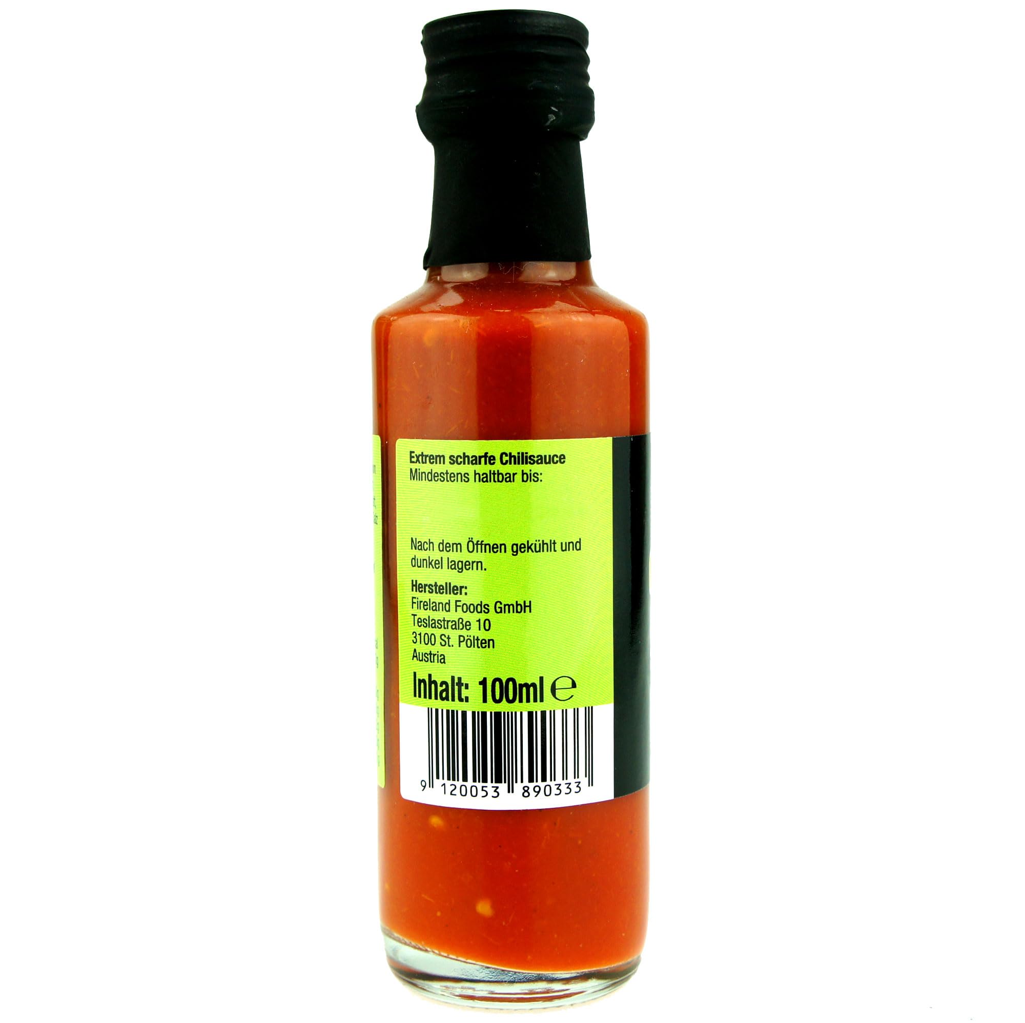 Fireland Foods - Sauce chaude Gaboon - Avec le piment le plus fort du monde - Carolina Reaper et Moruga - 100ml