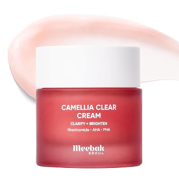 Meebak Camellia Clear Cream with 5% Niacinamide, PHA & AHA Exfoliant & Ceramides, Gentle Resurfacing Korean Moisturizer for Face, Daily Exfoliating Mandelic Acid Pore Cream, Korean Skin Care