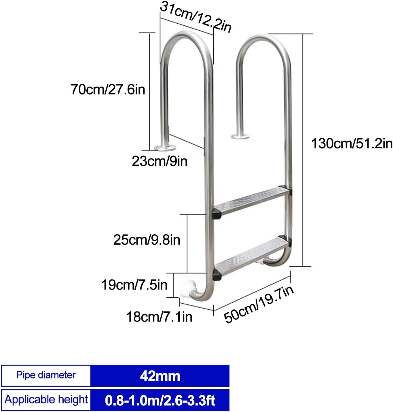 Inground Pool Steps, Stainless Steel Entry and Exit System, Pool Ladders for Indoor & Outdoor