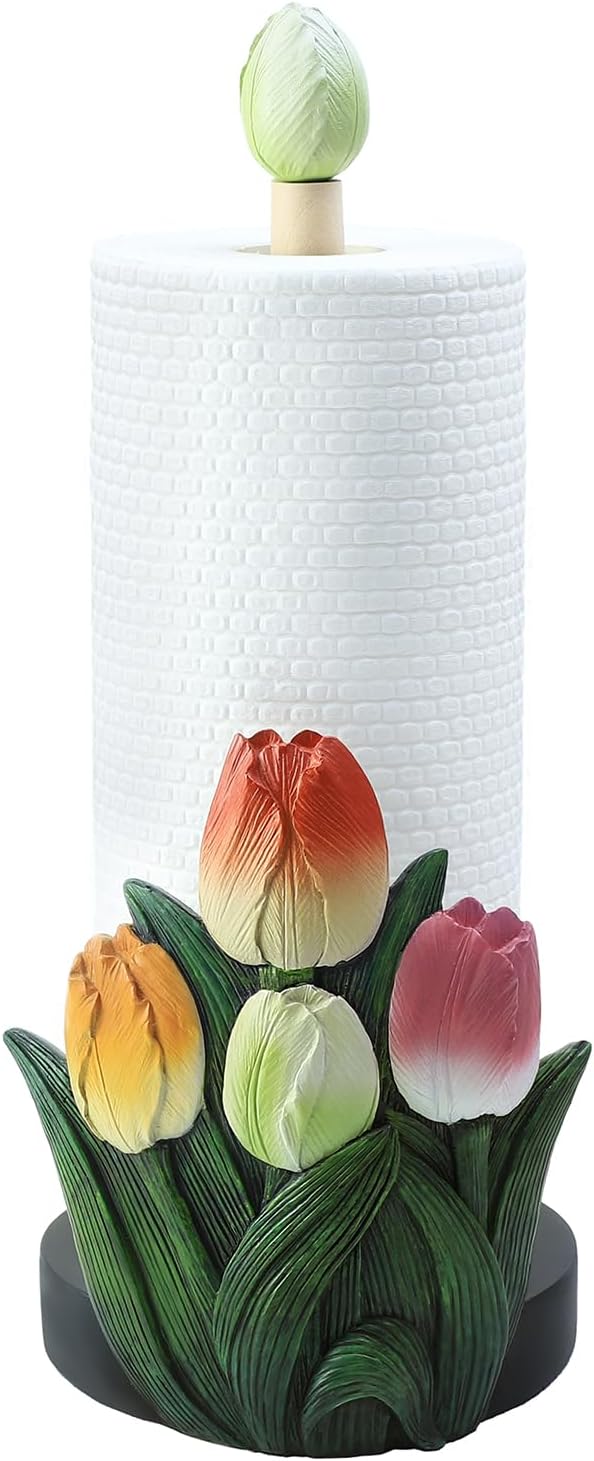 Paper Towel Holder with Sunflower Flower Decor, Resin Crafts Display for Kitchen Cafe Western Restaurant Cake Shop Dessert Shop.