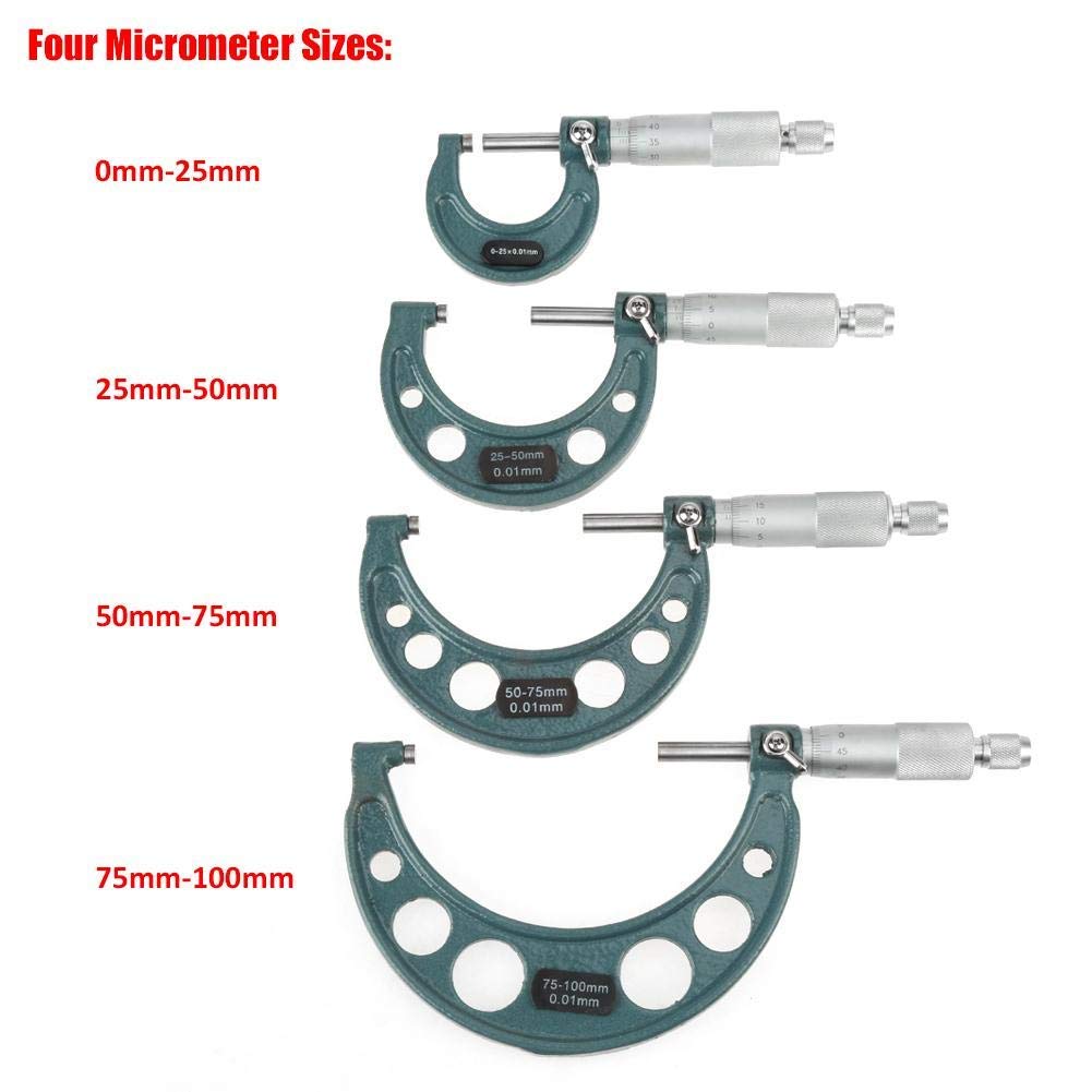 Bügelmessschraube 0-100 mm Bereich Messschraube 0.01mm Auflösung Mikrometer Mikrometerschraube Metrischer Außen Bremssattel, bügelmessschraube