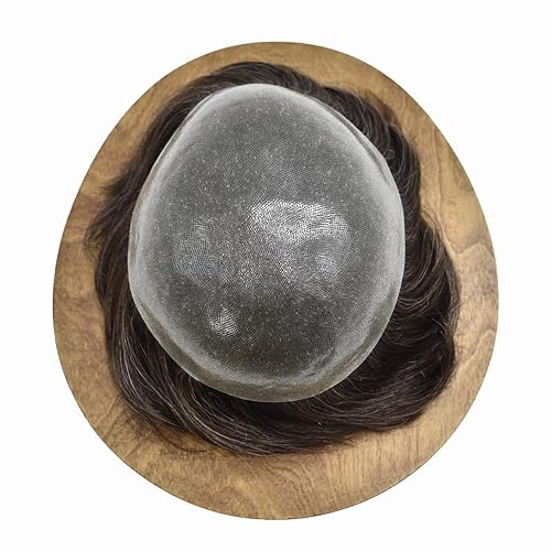 Miniatura 94 de Toupee For Men Real Human Hair Poly Skin Mens Hair Pieces Hair Replacement System For Men Toupee Hairpiece For Men Hair Prosthesis PU 8x10Inch 1#