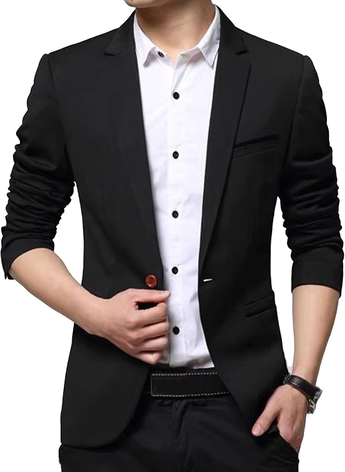Men Slim Fit Commute Blazer Suit Jackets Casual One Button Business Tuxedo Coat Spring Lightweight Solid Formal Jacket