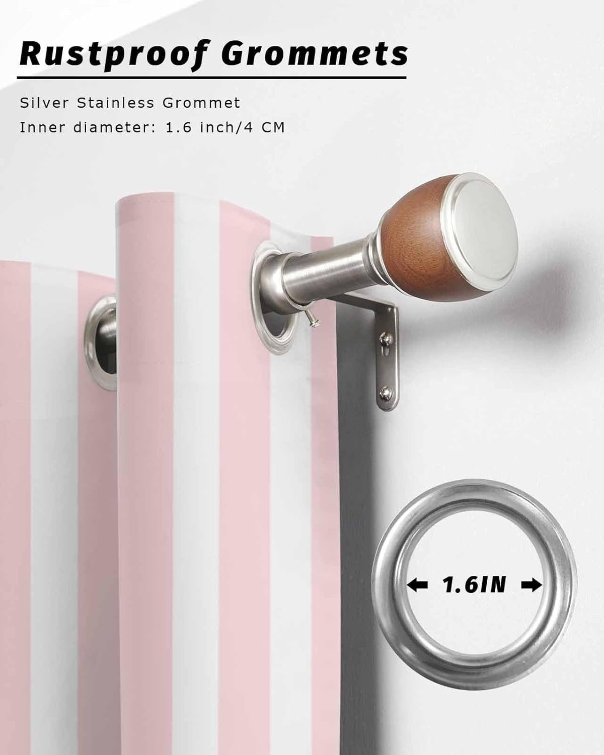 Outdoor Curtains for Patio 108 Inch Length, Pink Striped Waterproof Porch Curtain, 54" x 108" Farmhouse Modern Pink Stripes 1 Panel Blackout Outdoor Drapes for Gazebo, Deck, Cabana
