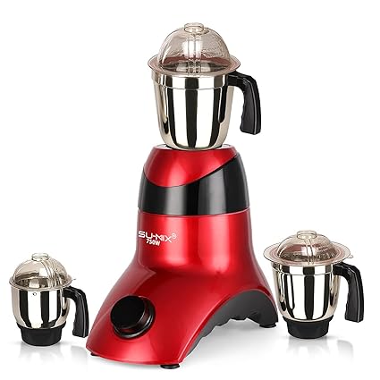 Su-mix NORTMA21 750-Watt Mixer Grinder with 3 Jars (1 Wet Jar, 1 Dry Jar and 1 Chutney Jar) ISI Certified - RedBlack