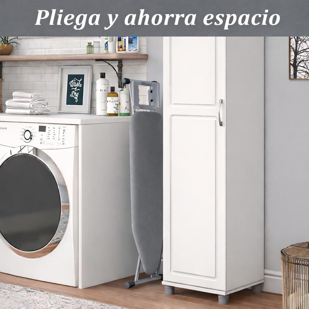 Tabla de Planchar Grande y Plegable con Altura Regulable Desde 70 a 90cm | 120x35cm | Estructura metálica | Soporte de Plancha Antideslizante | Funda rellena de algodón Resistente al Calor | Ligera