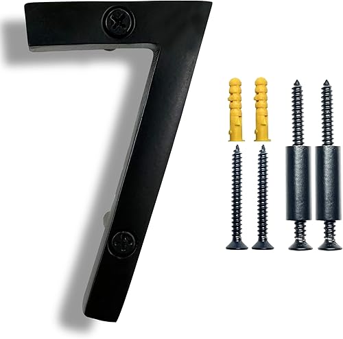 Miniatura 20 de NACH Números de Casa Flotantes, Números de Casa de Aluminio Negro de 8 Pulgadas para Exteriores - Número 3, Números de Puerta con Herrajes de Montaje