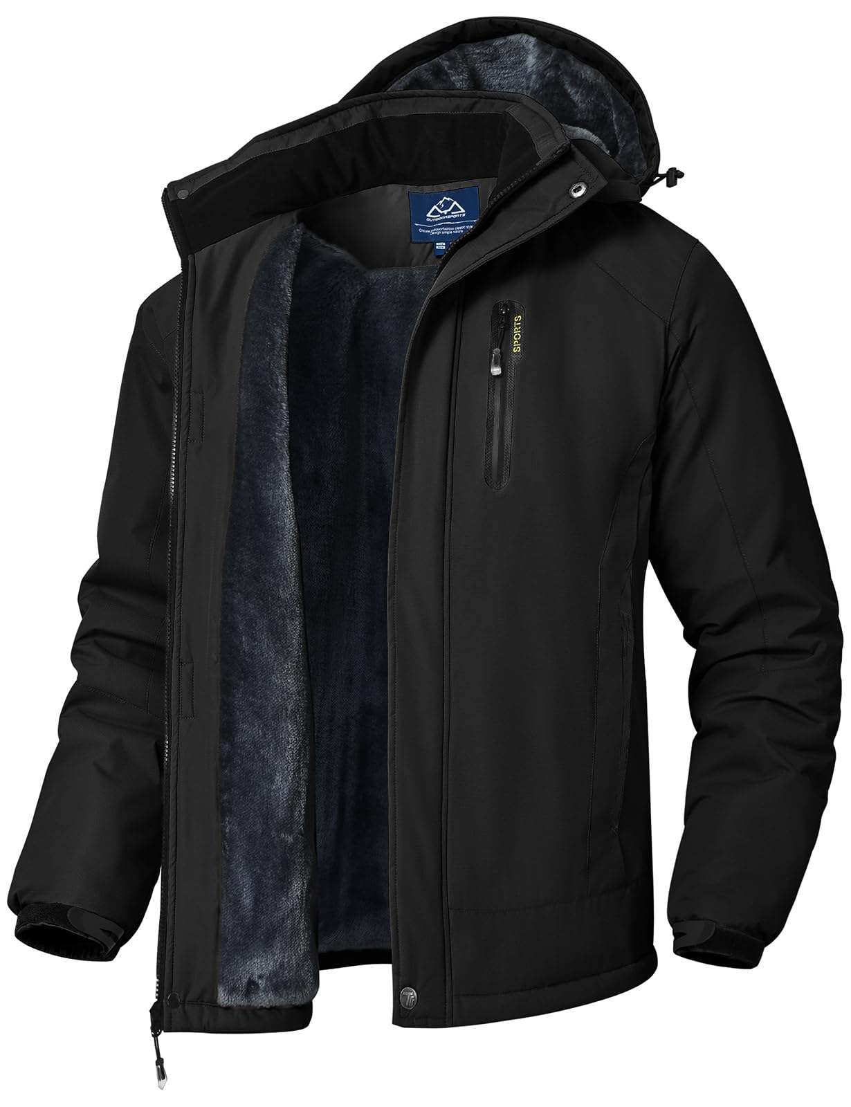 donhobo Herren Winter Skijacke Atmungsaktiv Warm Gefüttert Winterjacke Wasserdichte Winddichte Outdoor Verdickt Funktionsjacke mit Abnehmbarer Kapuze