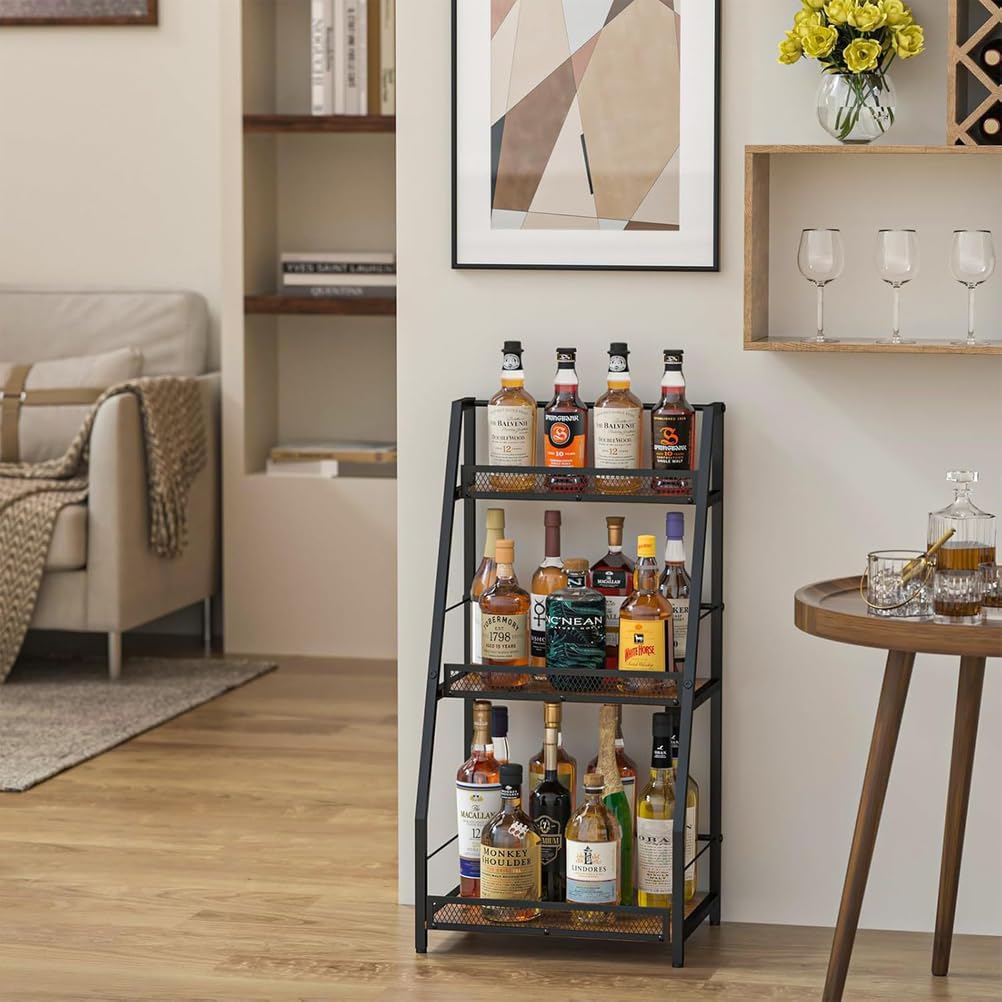 3-Tier Stepped Liquor Drinks Cabinet for Home Wine Racks Free Standing Storage Rack Seasoning Supplies Kitchen Storage Rack,A