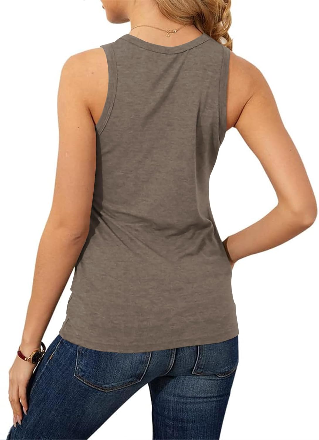 Langwyqu Women's Tank Tops Summer Basic Crewneck Sleeveless Casual Loose Fit Shirts Tees - Image 4