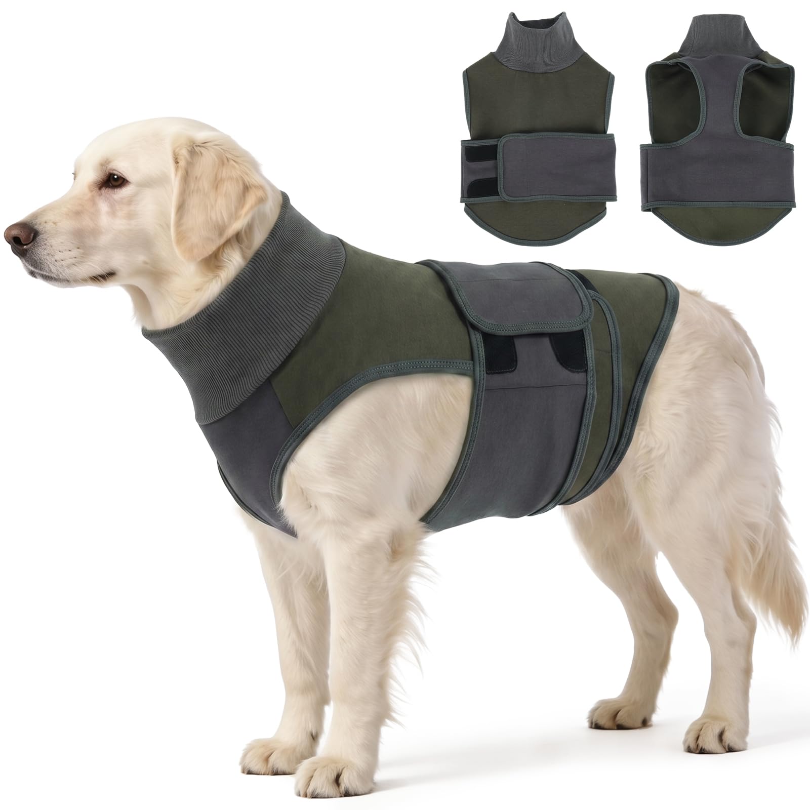 Katzinst Dog Anxiety Jacket, Washable Durable Calming Vest, Keep Dog Relaxed at Home and Long Distance Travel, Green XL