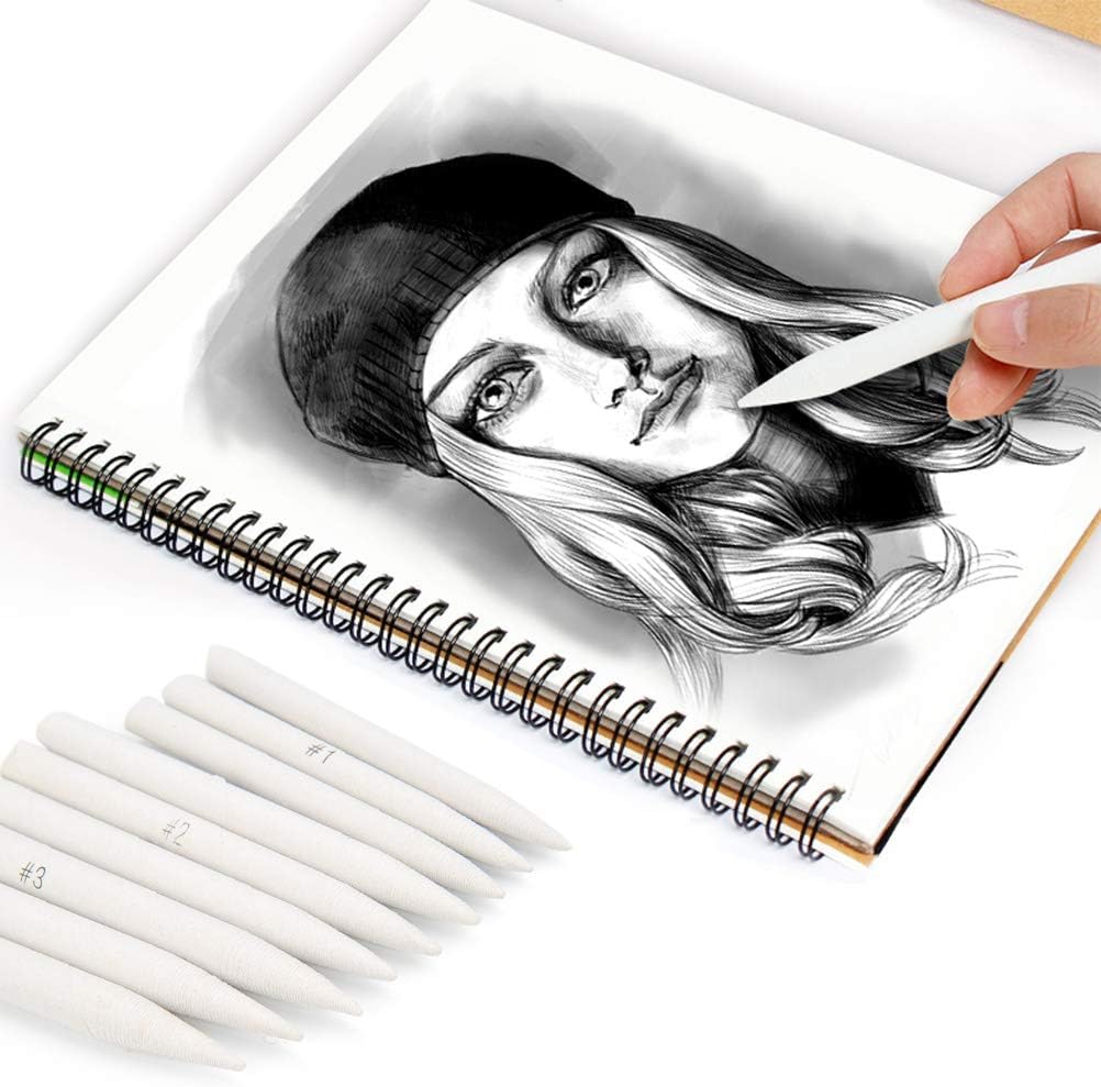 WOWOSS 23 Pieces Blending Stumps and Tortillions Set with 2 Pcs Sandpaper Pencil Sharpener, Pencil Extension Tool, 2 Sponge Sketch and Felt Bag for Student Sketch Drawing : Arts, Crafts & Sewing