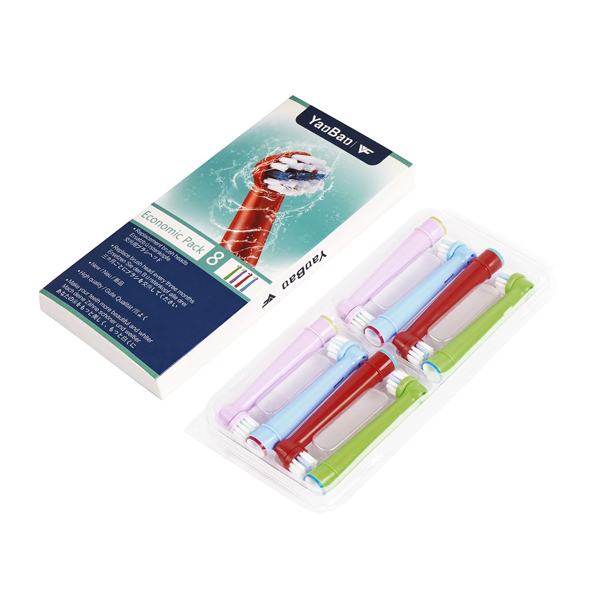 YanBan 8 pezzi Testina per spazzolino per bambini per Oral B, testine di ricambio per Braun kids spazzolino elettrico