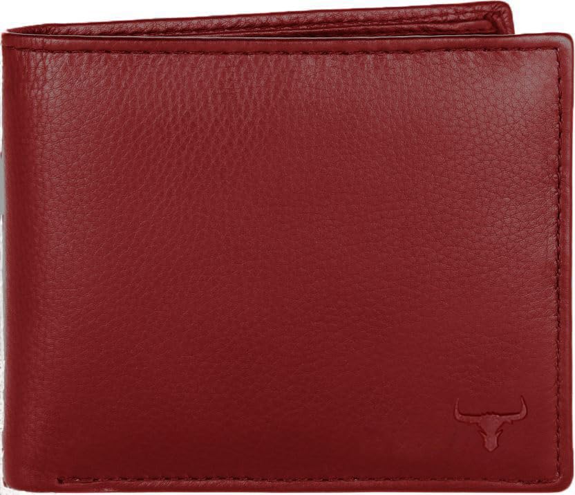 Image of WILD NAPA RFID Protected Brown Genuine Leather Wallets for Men (R-red)