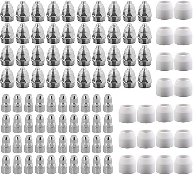 Plasma Cutter Consumables Kit Compatible With Power APC-70HF 70A P-80 Torch, Copper Electrode Tip Nozzle Shield Cup Parts For Metal Cutting Welding Accessories30pcs 1.3mm Kit