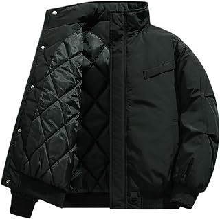 Chaqueta de invierno para hombre, informal, de color liso, con cuello alto, gruesa, holgada, acolchada