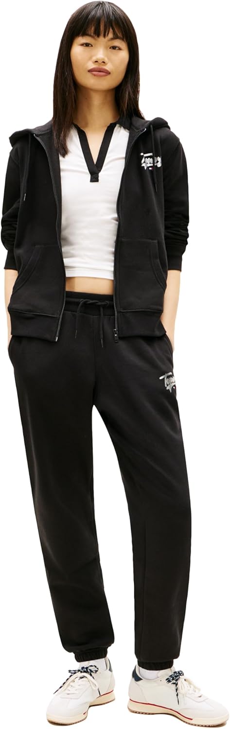 Tommy Jeans womens Medium Weight Zip Up Hoodie With Printed Logo and Drawstring - Image 3