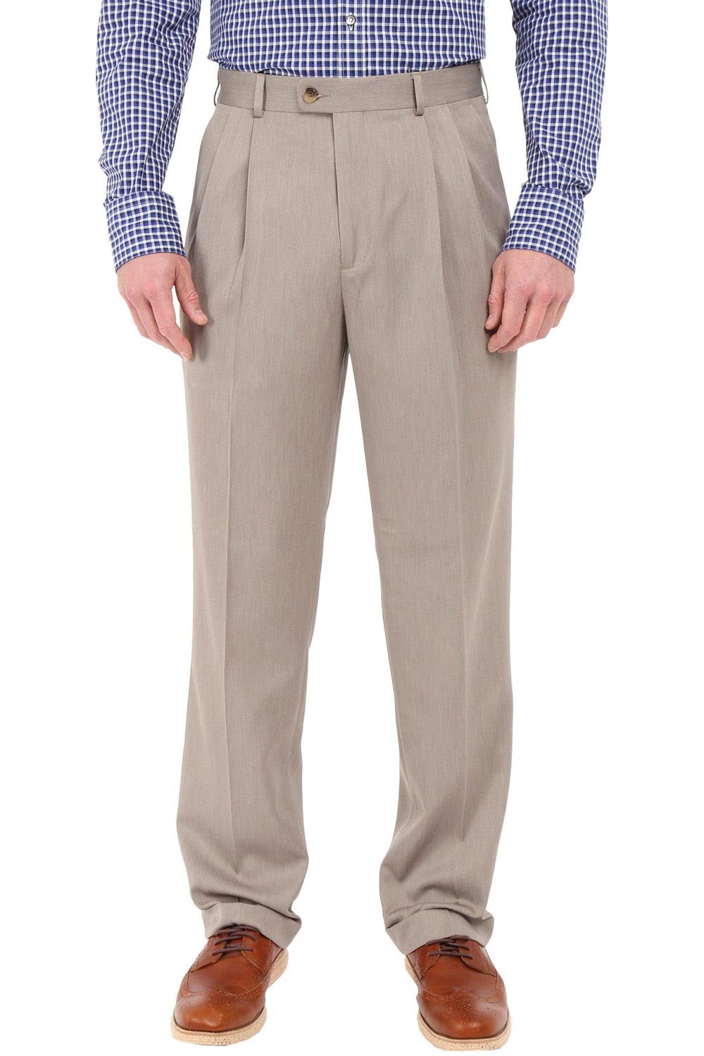 Perry Ellis Mens Classic Fit Double Pleated Cuffed Pant