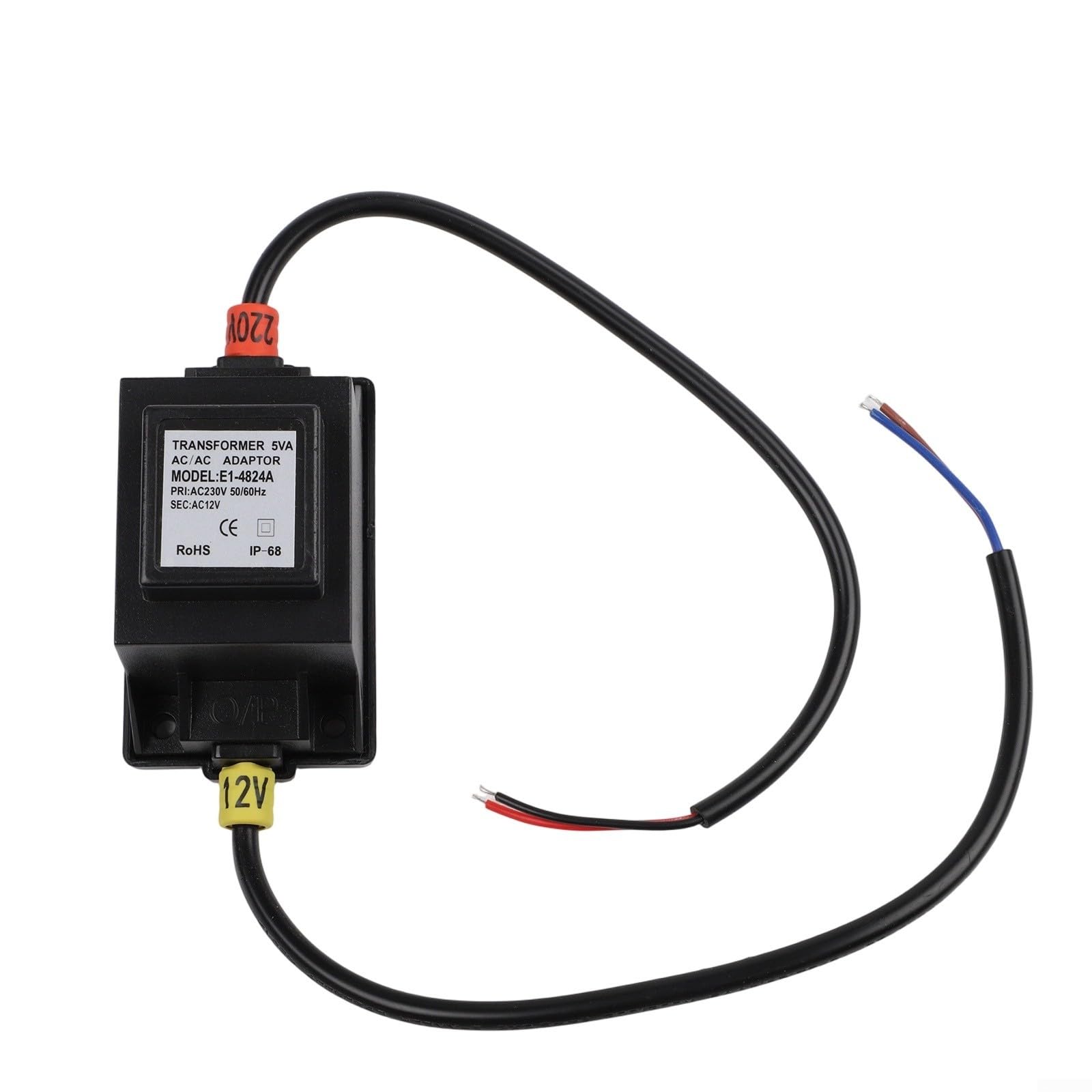 12V AC/AC LED Transformer IP67 Waterproof Power Supply for Outdoor Lighting, 5W to 80W Switching Mode Adapter for Short Circuit Protection, UK Compatible(5W)