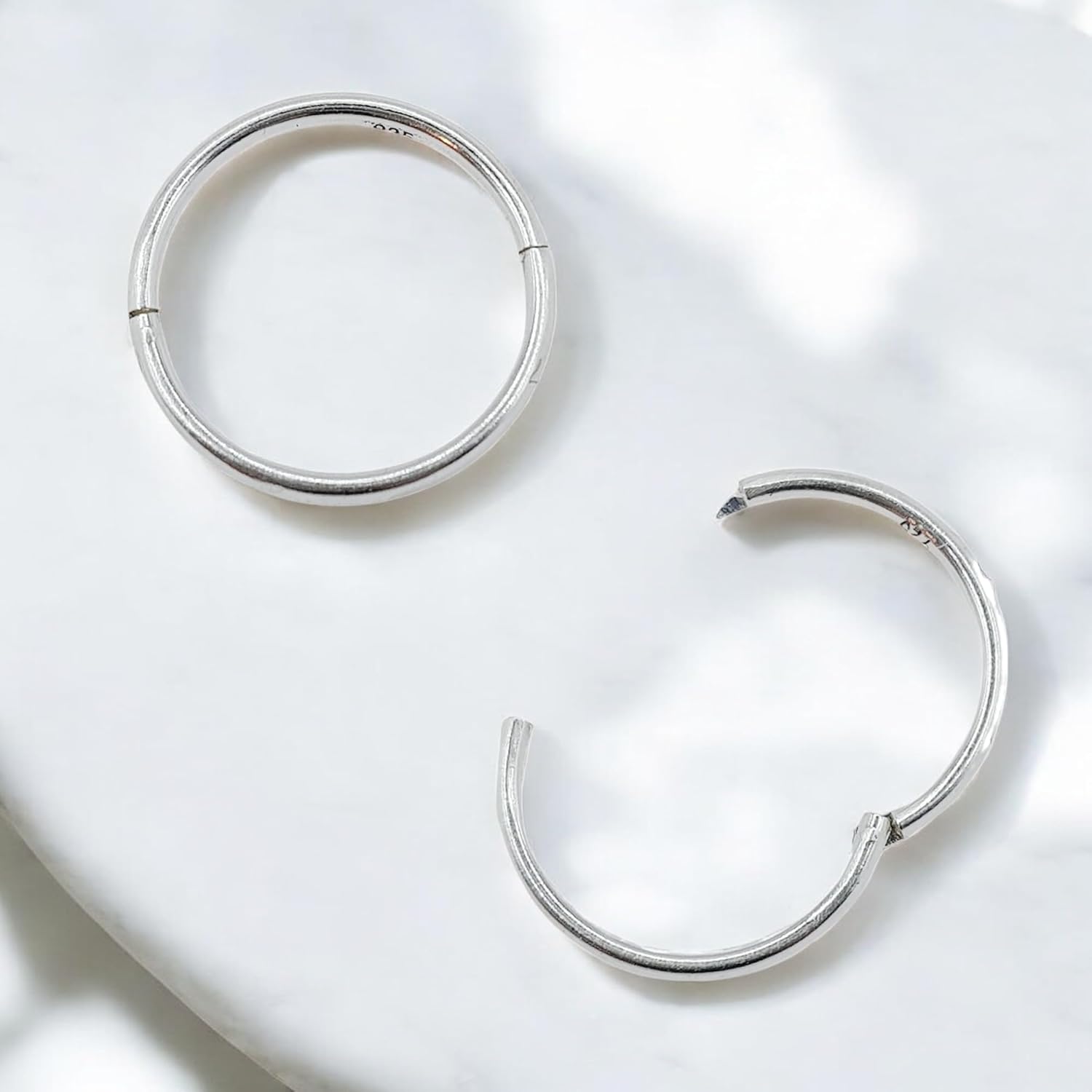 925 Sterling Silver Seamless Sleeper Hoop Clicker Earrings - Hypoallergenic 18G Hinged Hoops for Continuous Wear (8mm to 14mm) - Unisex Women Men Body Jewelry for Ears - Image 6