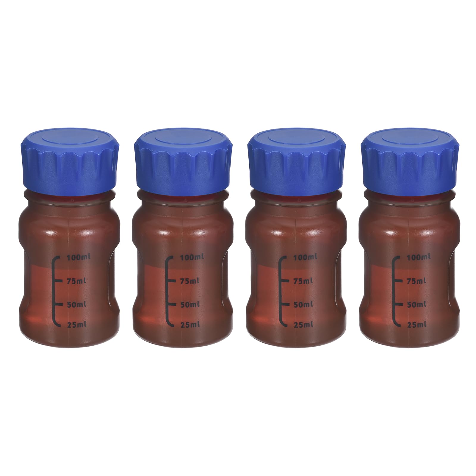 Bouteilles réactif en plastique PP 100ml PATIKIL avec bouchon bleu étanche lot de 4