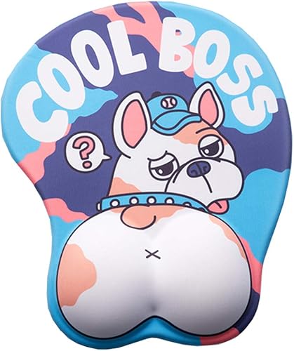 Alfombrilla de ratón 3D para cachorros y perros, alfombrilla de ratón para mascotas con reposamuñecas, bulldog francés