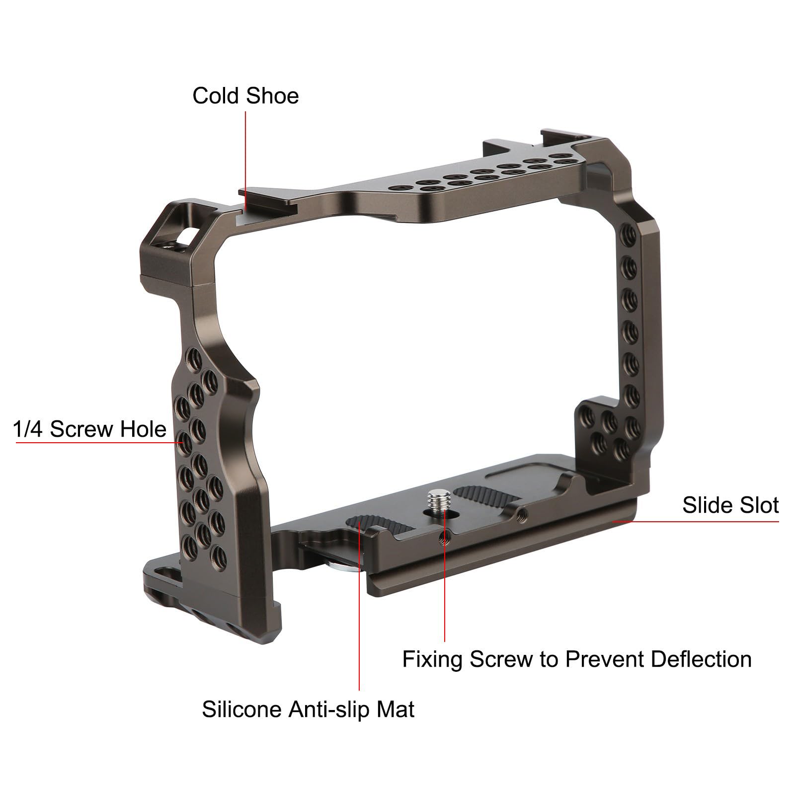 Jaula de estabilización de cámara de aluminio ligero para cámaras, uso profesional, durabilidad, accesorios de construcción, integración, jaula de agujeros roscados