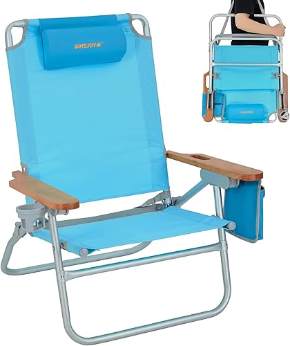 #WEJOY Silla de playa de gran tamaño de 17 pulgadas, 5 sillas de playa plegables ajustables reclinables para adultos, silla de asiento de respaldo disponible en Yaxa Colombia