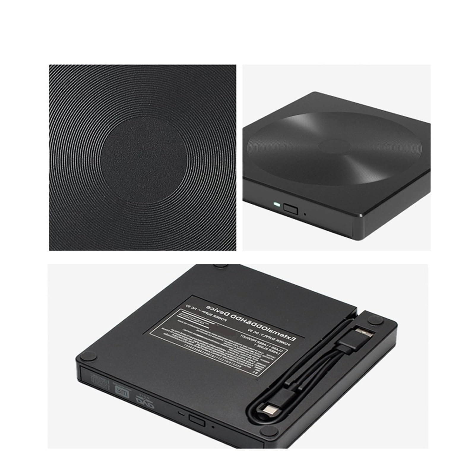 Unidad Óptica Externa, Grabadora De DVD con Textura De CD, Portátil Tipo C, Unidad Óptica Móvil De Interfaz Dual Usb3.0