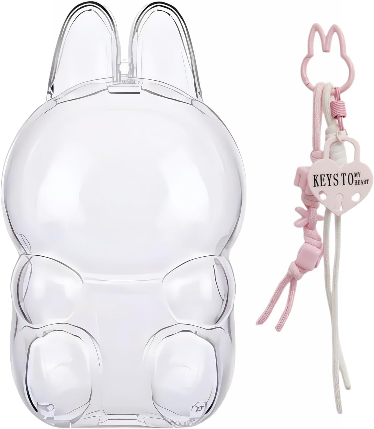 Multicolored HD Clear Figure Display Protective Case Compatible with LABUBU The Monsters Have a Seat, Display Stand Acrylic Case Cover Accessories (Sitting Case) (Rose Pink)