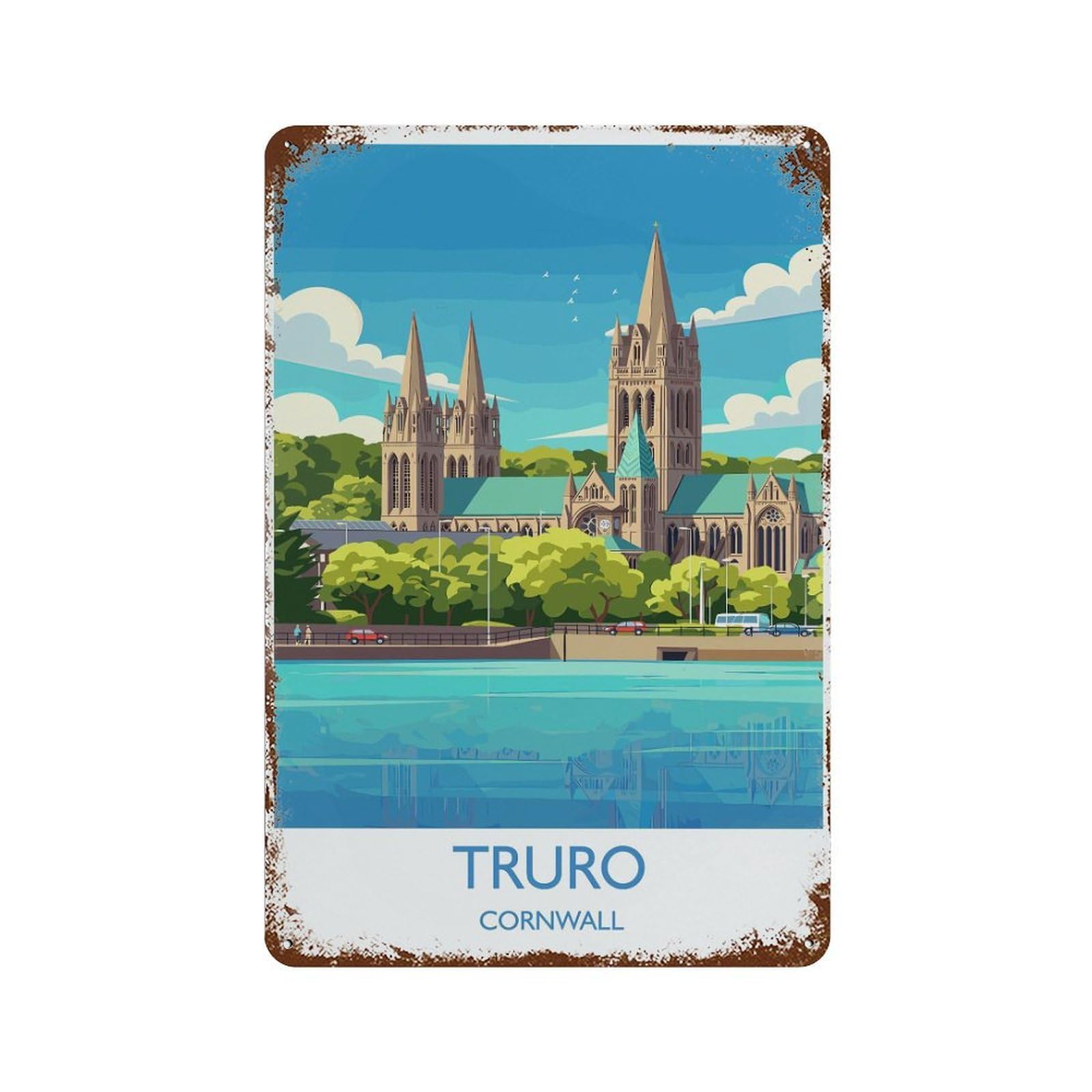 xiaoxiaoshen Truro Travel of England Cornwall Cathedral Lovers Gift (2) Wall Decor Art Metal Tin Poster Modern Home Decor Art Home Bar Shop Decorations Vintage Sign 30x20cm