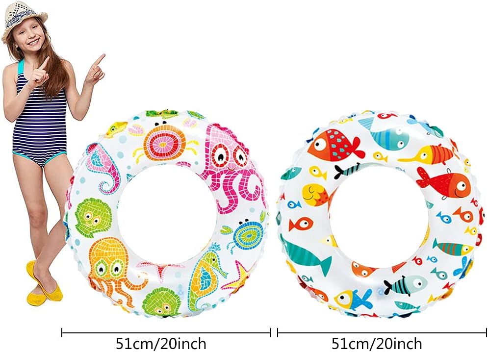 Ksopsdey Kids Swim Ring, Pool Float, Swimming Tube Lively Print, Water ...