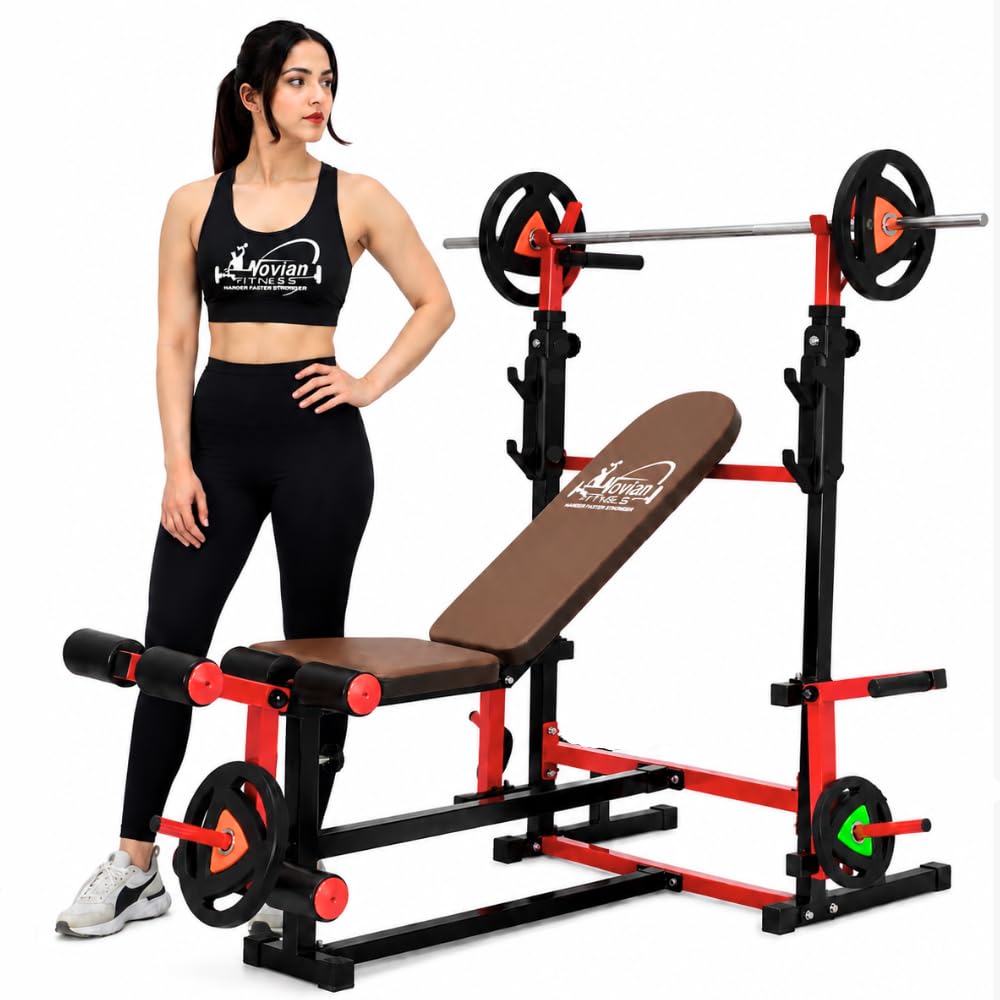 TITAN-X 8-in-1 Multifunction Adjustable Gym Bench with Barbell Rack & Leg Extension – Heavy Duty 2x2 Inch Frame, Incline/Flat/Decline Workout Bench for Home Gym Strength Training (350 KG Capacity)-image-40