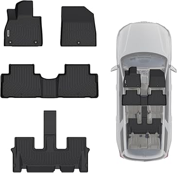 orealtrend Black Floor Mats Liners Replacement for Palisade 7 & 8 Seats 2020-2024 Heavy Duty All Weather Front Rear Car Carpet Custom Fit Durable Odorless