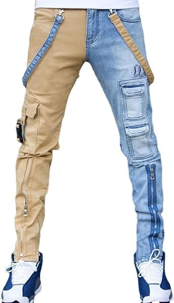 A.F ARTEFACT／Denim Sarouel Skinny Pants Musuos Men's Fasion Skinny Jeans Rhinestone Streetwear Denim