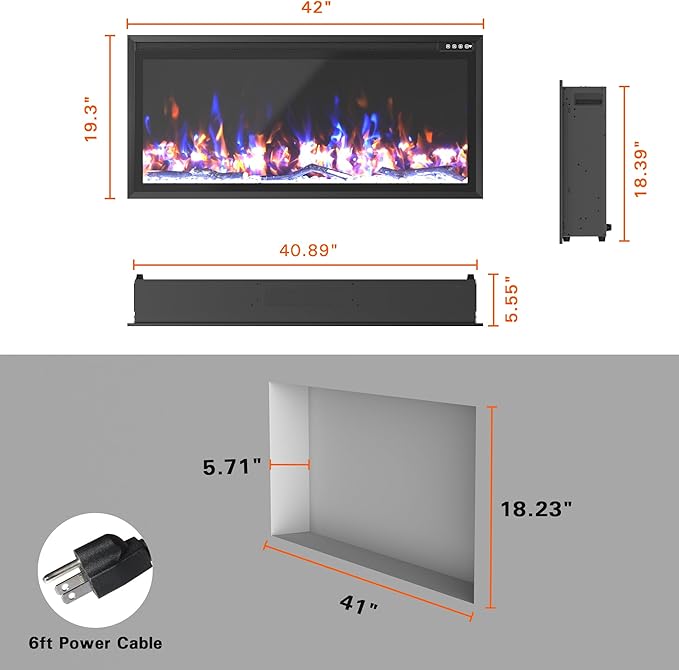 Chimenea Eléctrica 42 Pulgadas Weyderk Empotrable con Control Remoto miniatura 2